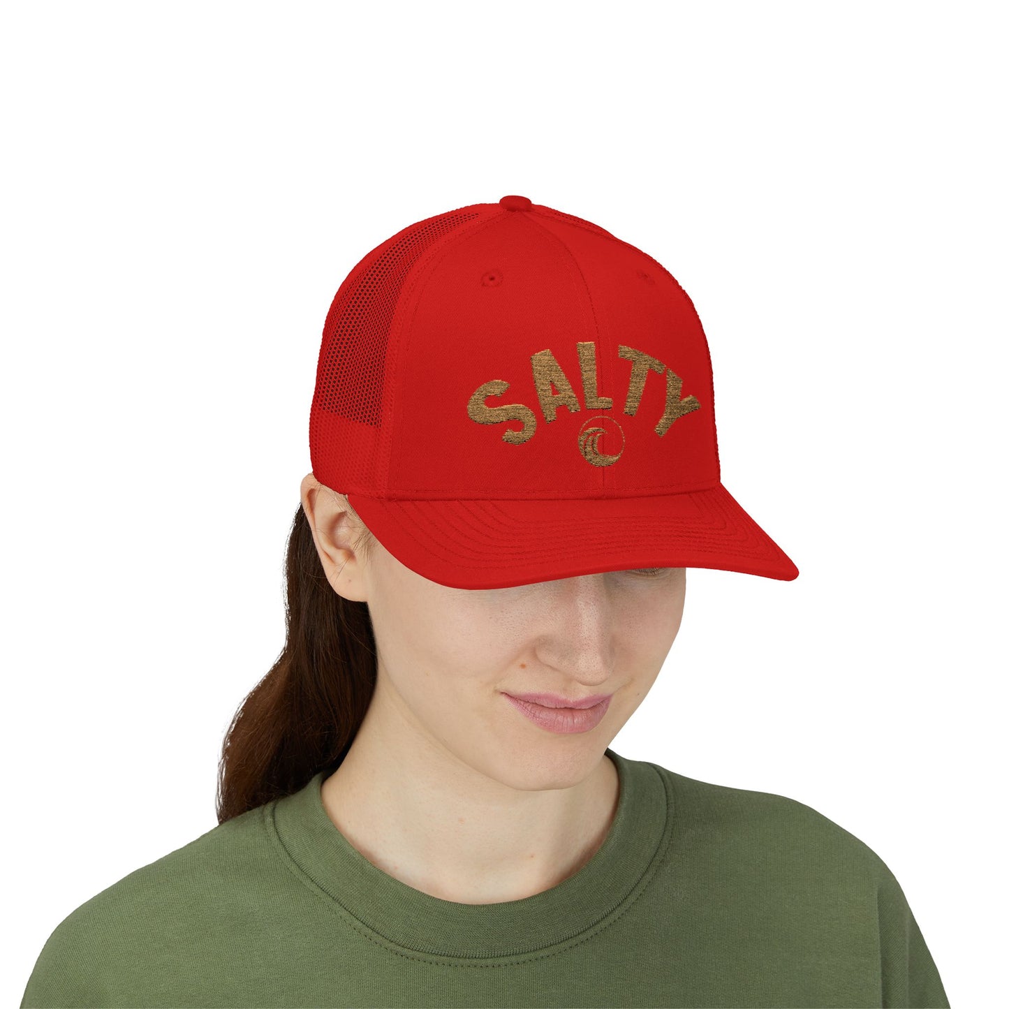 Salty Trucker Hat | 'Old Gold' Text Snapback