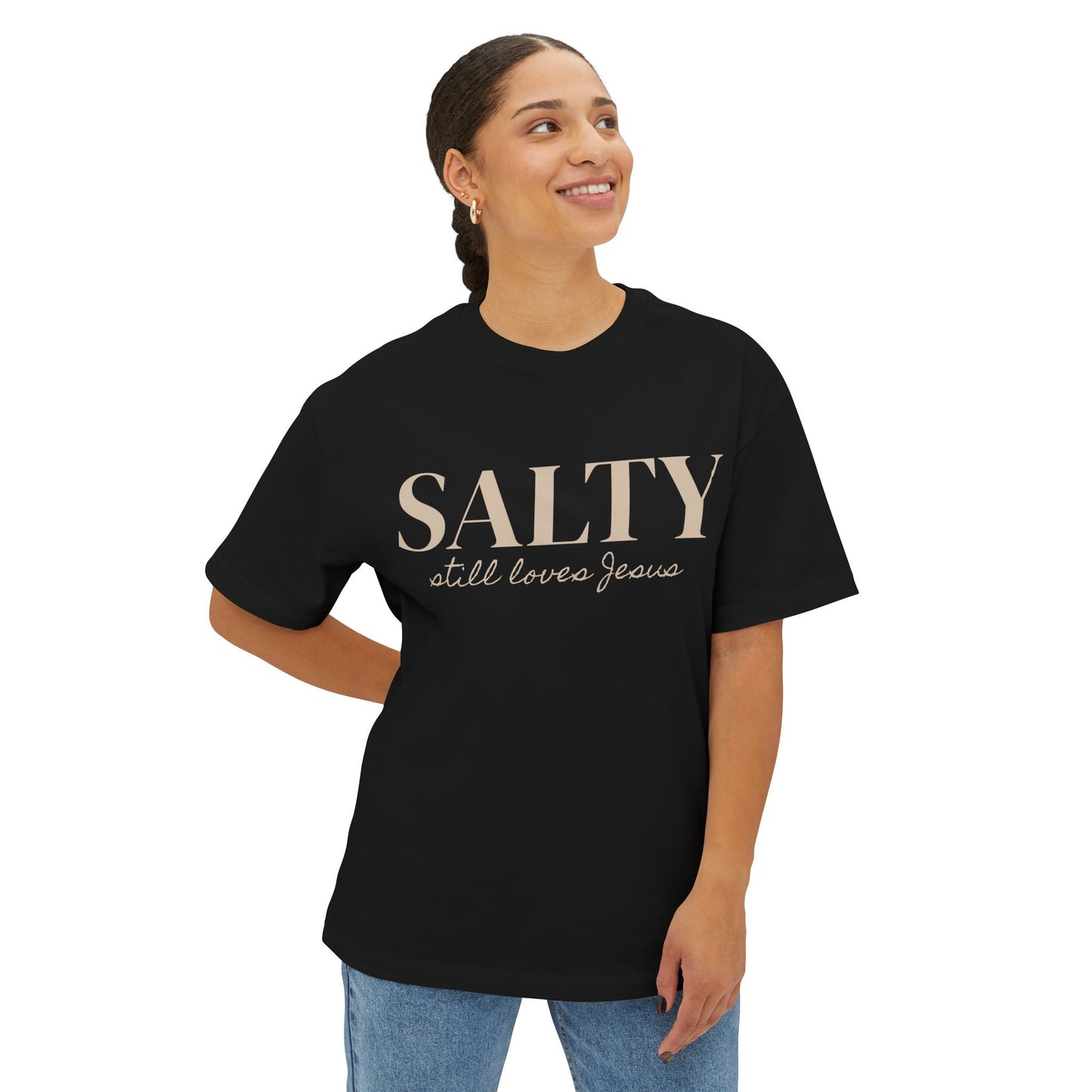 SALTY still loves Jesus | Unisex Oversized Boxy Tee