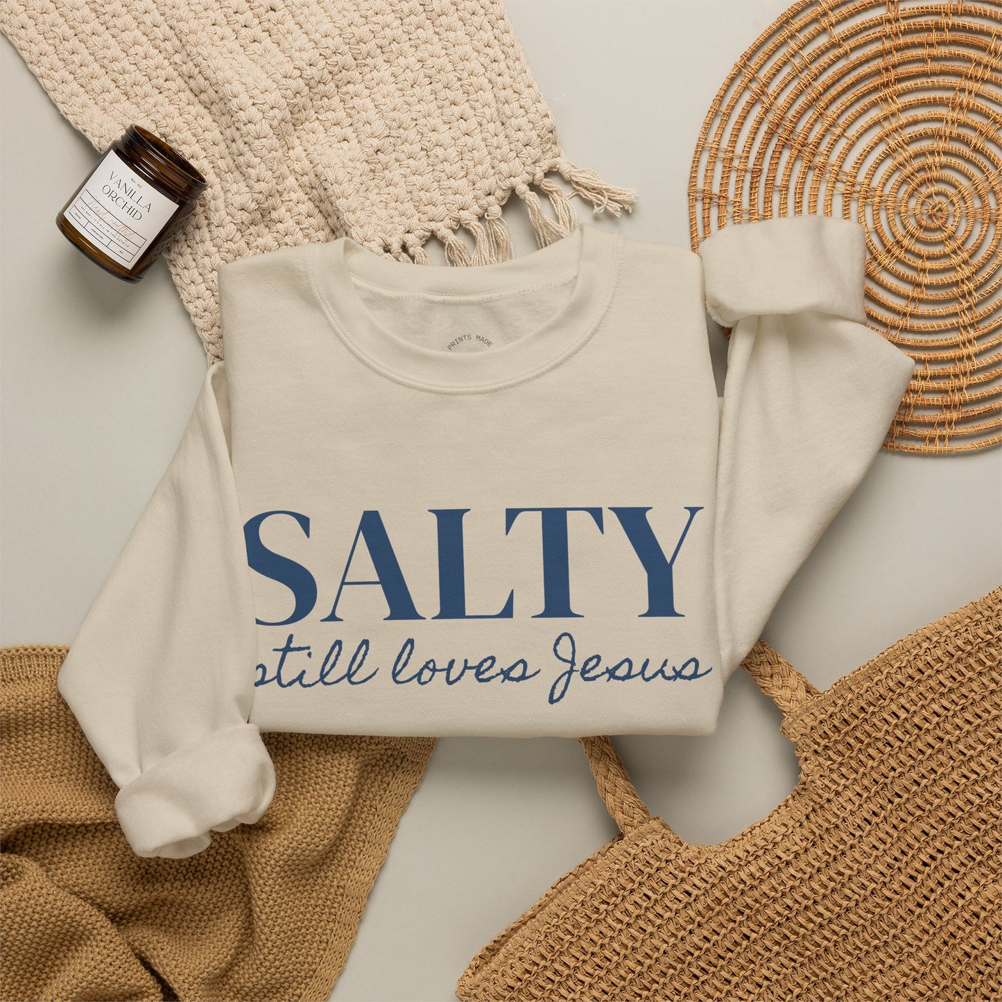 Salty still loves Jesus Sweatshirt | Christian Faith Apparel