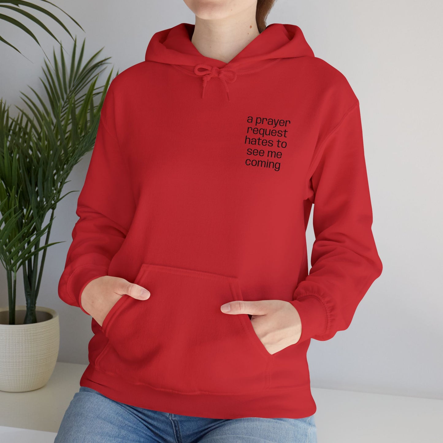"a prayer request hates to see me coming," Hooded Sweatshirt