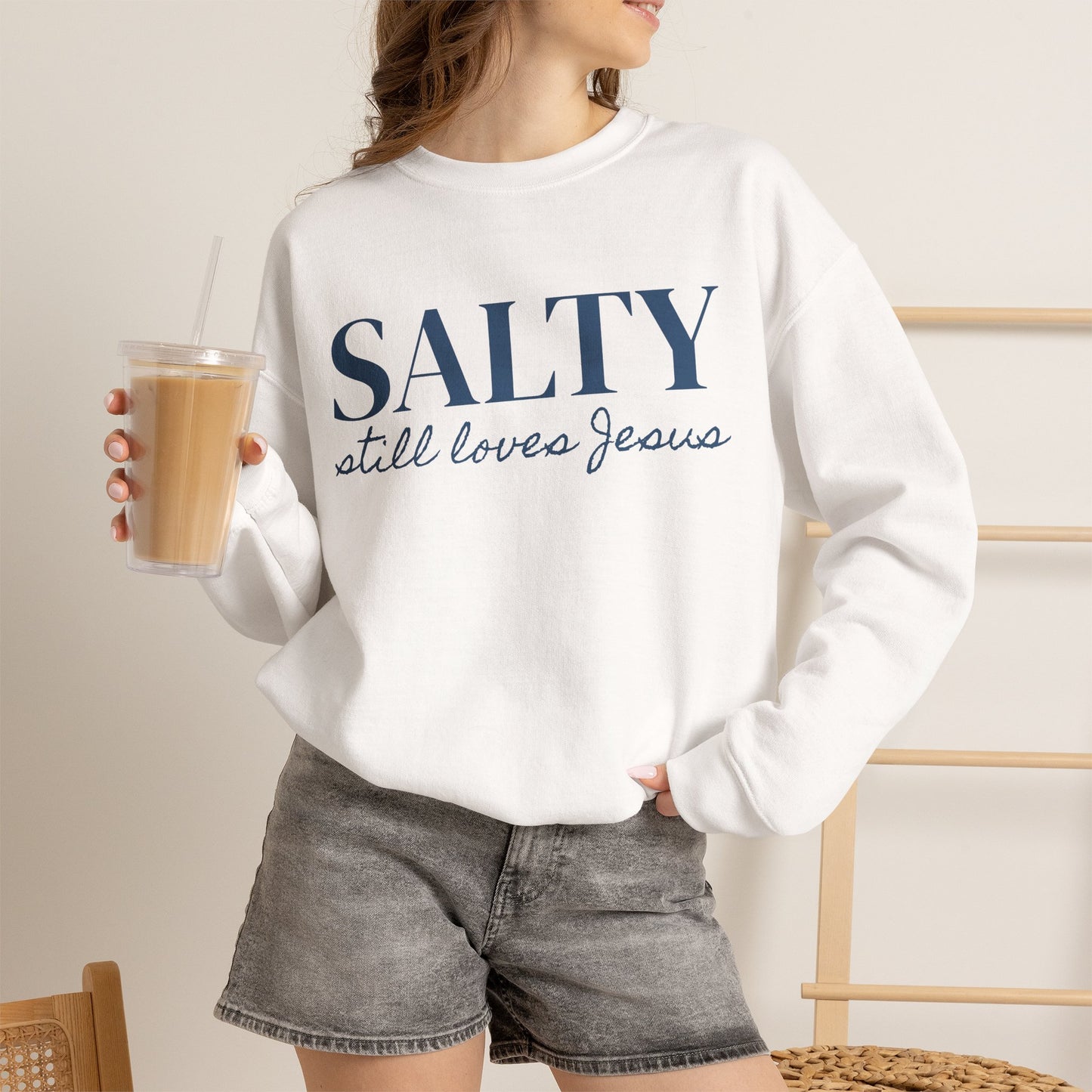 Salty still loves Jesus Sweatshirt | Christian Faith Apparel