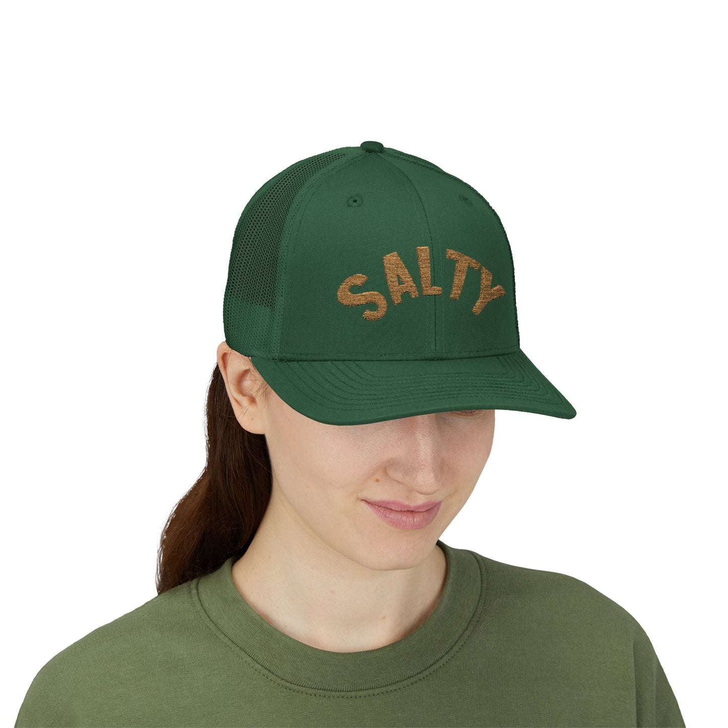 Salty Mama Trucker Hat | 'Old Gold' Text Snapback Cap