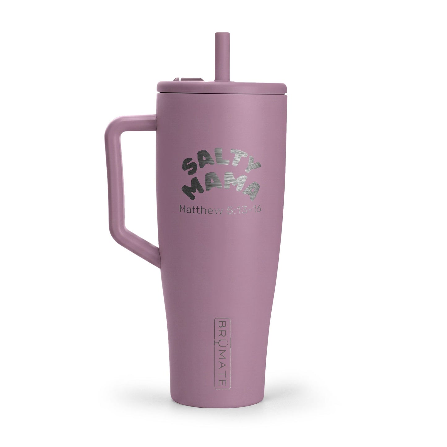 Insulated 40oz Tumbler – "Salty Mama" Engraved Travel Mug with Lid & Handle