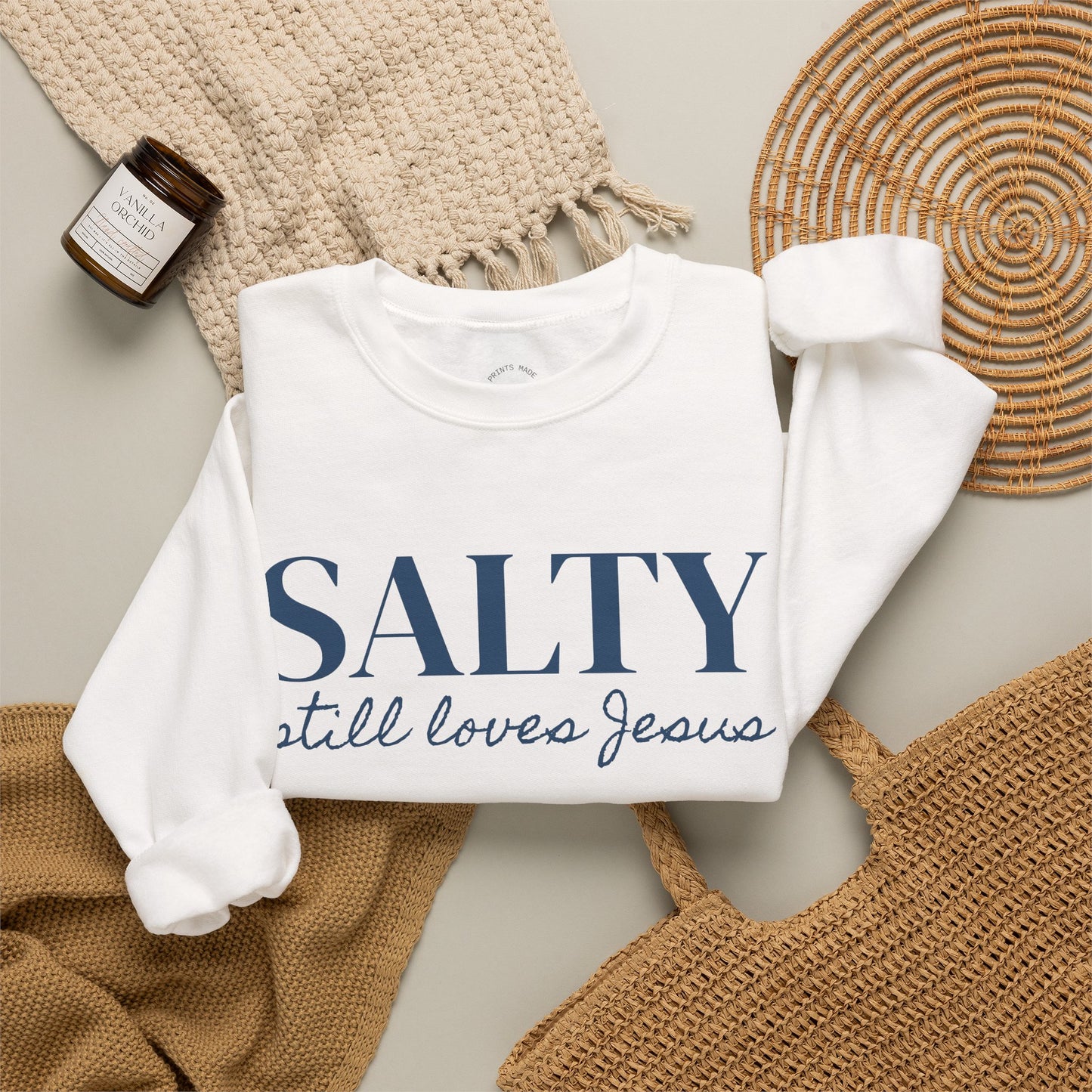 Salty still loves Jesus Sweatshirt | Christian Faith Apparel
