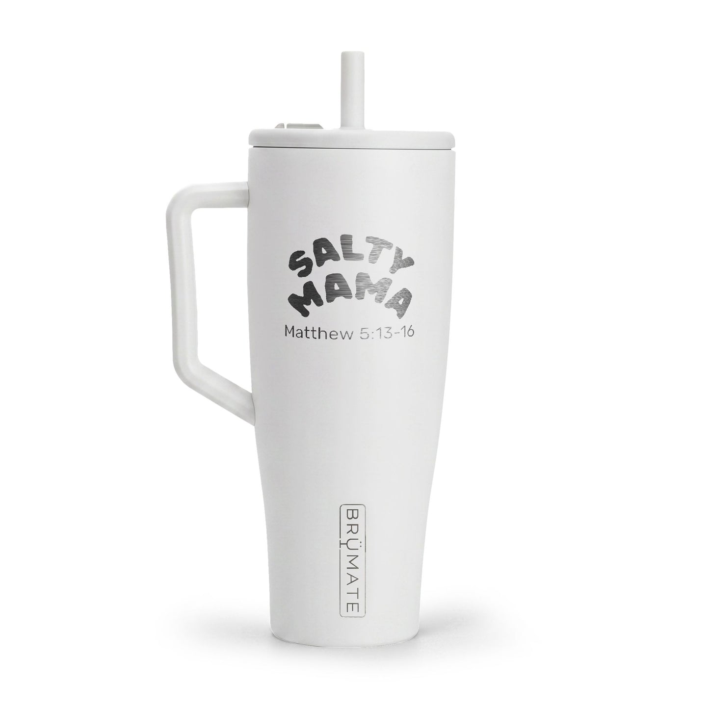 Insulated 40oz Tumbler – "Salty Mama" Engraved Travel Mug with Lid & Handle