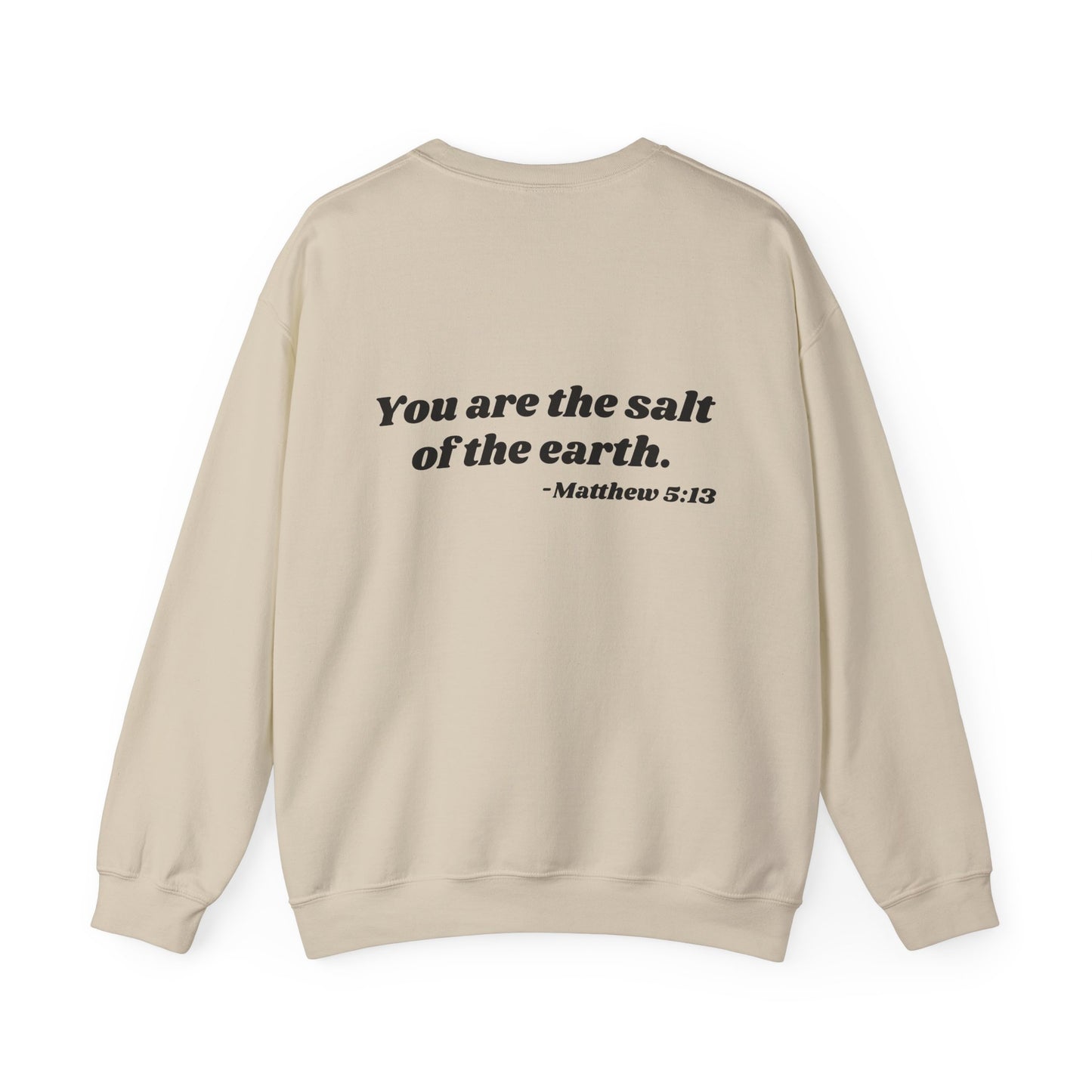 Salty text sweatshirt | 'You are the salt of the earth' Matthew 5:13 back