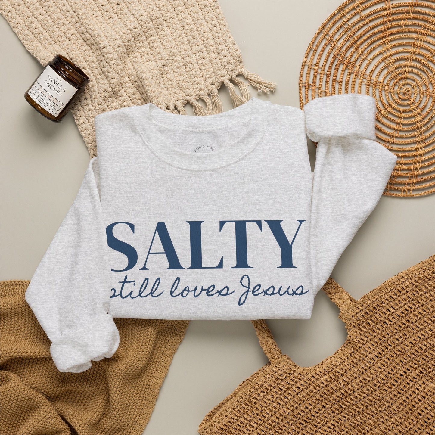 Salty still loves Jesus Sweatshirt | Christian Faith Apparel